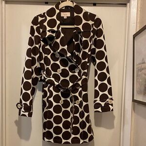 Merona Brown & White Polka Dot Long Sleeve Trench Dress